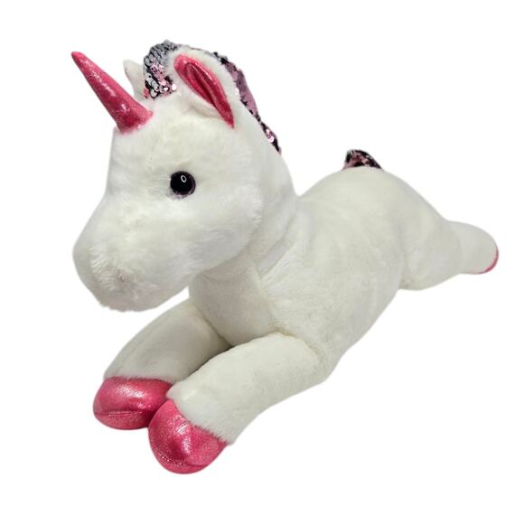 Aurora Shimmers Unicorn Reversible Sequins Fantasy Stuffed Animal Plush Toy 18" - Picture 5 of 8